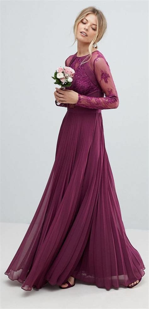 Plum Long Modest Bridesmaid Dress Asos Design Bridesmaid Maxi Dress