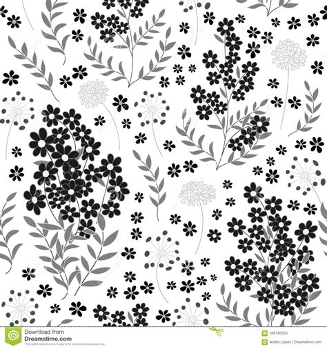 Cute Seamless Pattern In Small Flower Black And White