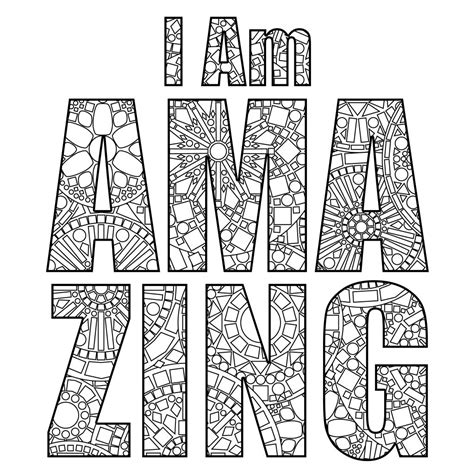 Free and printable quote coloring pages, perfect for the classroom. Artistic Affirmations, Volume One - I Am