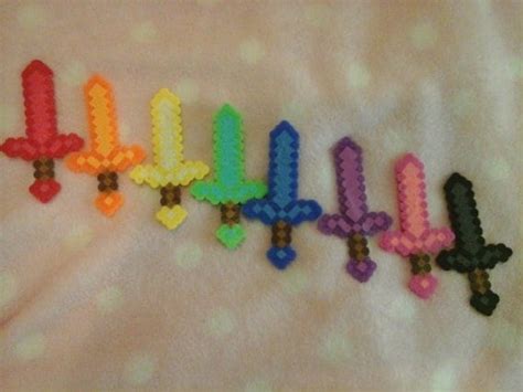Melted Rainbow Perler Bead Sword Hama Beads Minecraft Perler Images