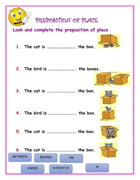 Prepositions Of Place Worksheets And Online Exercises A