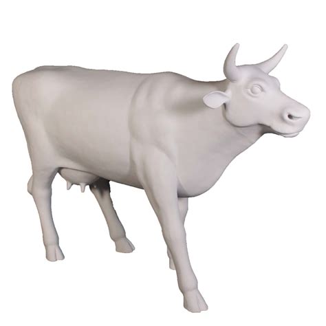 Unpainted Cow With Horns Textured Finish Sculptures Natureworks