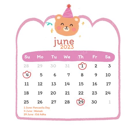 Cute Calendar June 2023 Free Printable Calendar 2023 Calendar 2023