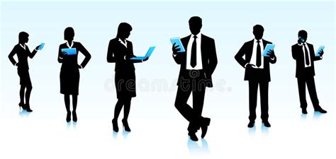 Businessmen Silhouettes With Gadgets Stock Vector Illustration Of