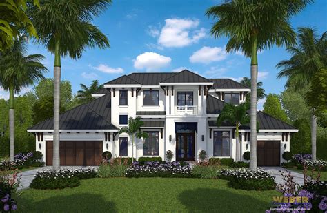 The Two Story House Plan Features A Coastal Transitional West Indies