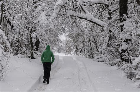 Man Walking In A Path In The Snow ~ People Photos