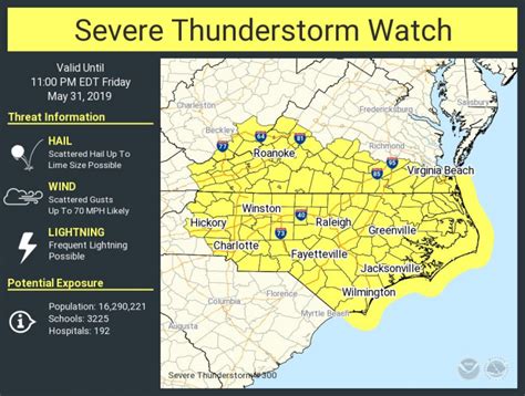 Severe Thunderstorm Watch In Effect For Eastern Nc Until 11 Pm