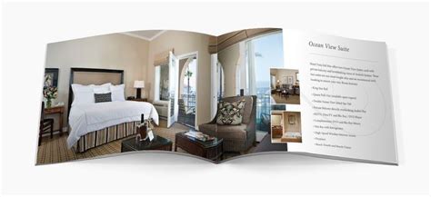 An Open Brochure Showing The Inside Of A Hotel Room