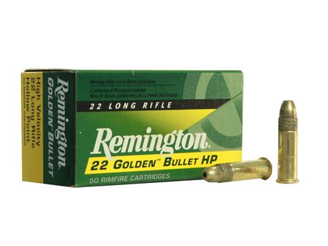 Remington Golden Bullet Ammo 22 Long Rifle 36 Grain Plated Lead Hollow