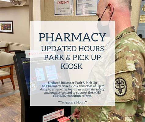 Pharmacy Park & Pick Up Kiosk Hours Adjusted > Lyster Army Health