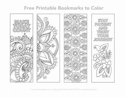Printable Bookmarks Coloring Adult Printables Template Bookmark