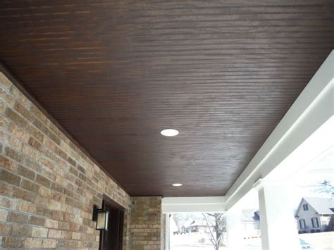 4x8 Fir Beaded Panel Stained Porch Ceiling Vinyl Beadboard