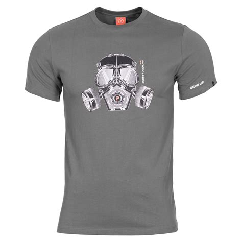 Pentagon T Shirt Gas Mask Wolf Grey Military Range