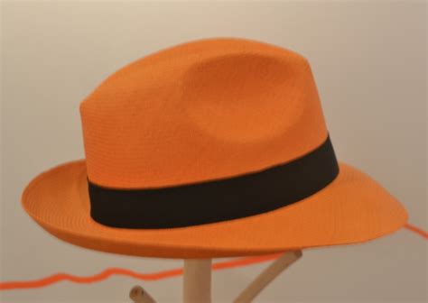 Beautiful Orange Hat Made From Iraca Palm Tree Sombreros