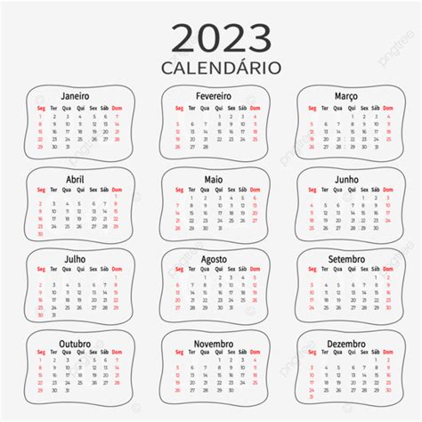 2023 Calendário De Ano Novo Português Preto Minimalista Png 2023