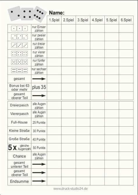 Seinerzeit hieß es aber noch yahtzee. Würfelblock Spieleblock Knobelblock DIN A6 SW von druck-studio24