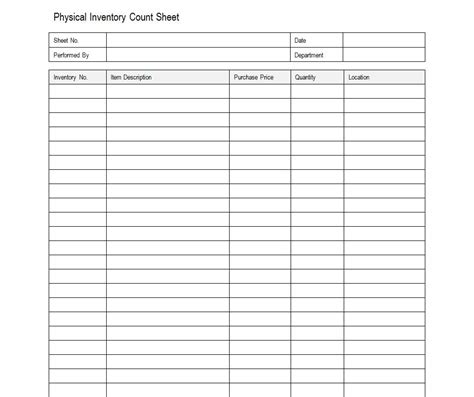 Sample Inventory Sheet | Sample Inventory Sheets