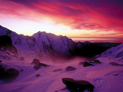Sunset Over Franz Josef Glacier New Zealand Wallpapers Hd Wallpapers