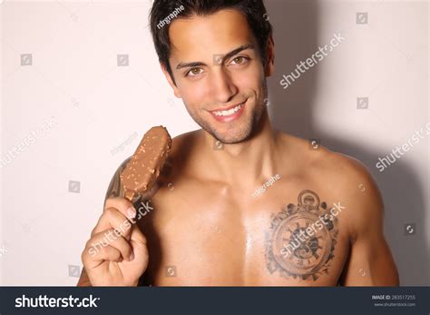 Muscular Man Eating Ice Cream Stock Photo Shutterstock