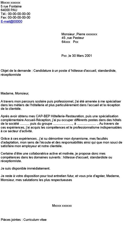 Lettre De Motivation Receptionniste Hotel - Lettre Modele