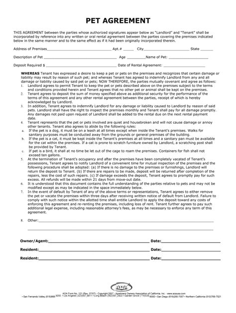 Pet Agreement Form Fill Online Printable Fillable Blank Pdffiller