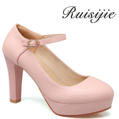 Ruisijie New Style Fashion High Heel Autumn And Spring Round Toe Buckle Strap Appointment Party