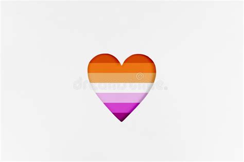 Lesbian Flag On Heart Shape Isolated On White Cardboard Background