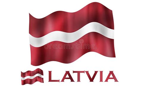 Latvian Flag Illustration With Latvia Text And White Space Stock