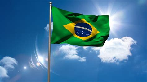 Flag Of Brazil Waving Front Sunlight Seamless Loop High Definition