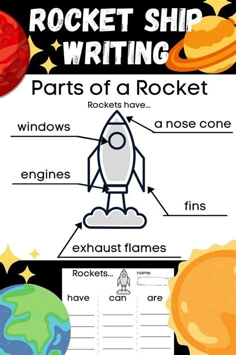 Rocket Ship Writing And Labeling Graphic Organizer Have Can Are Lined Paper Graphic