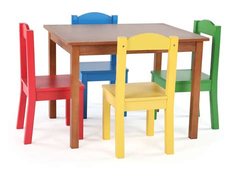 Humble Crew Kids Wood Table And 4 Chairs Set Multiple Colors