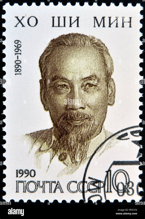 Ussr Circa 1990 Stamp Printed In Ussr Shows Portrait Of Ho Chi Minh President Of Republic