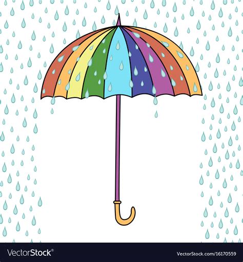Cute Cartoon Umbrella Rain Royalty Free Vector Image