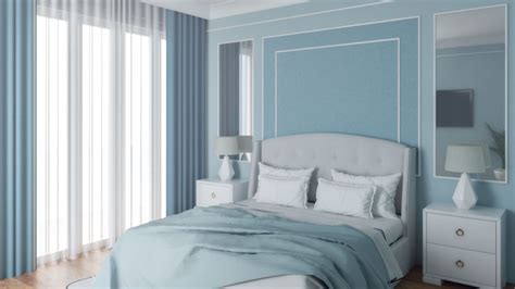 We use them for reading, watching tv and relaxing, too. Classic Light Blue Bedroom - roomdsign.com