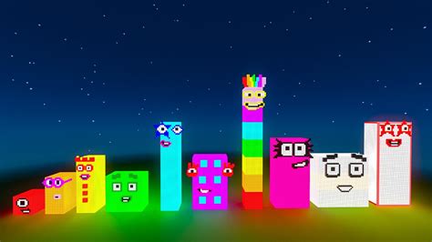 Animation Of Glowing Numberblocks 1 To 10 In Minecraft Numberblocks Youtube