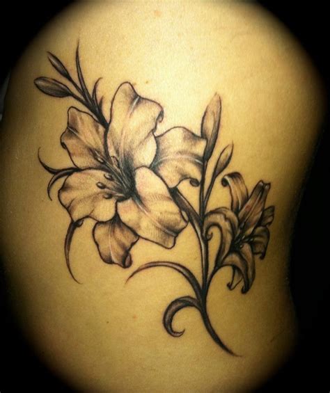 Very Feminine Black And Grey Flower Tattoo Birth Flower Tattoos
