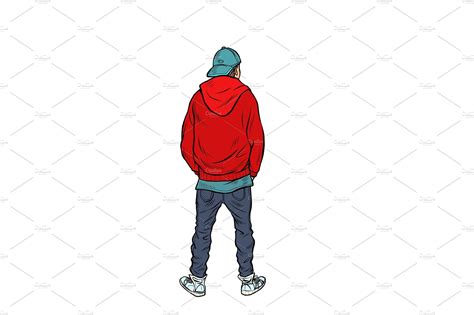 A Teenage Boy Stands Back Vector Graphics ~ Creative Market