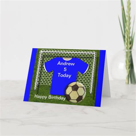 Blue Football Soccer Theme Birthday Cards