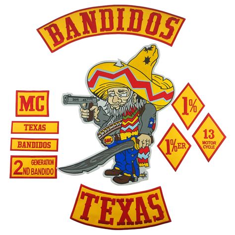 10pcs/Set Patches For Clothing BANDIDOS TEXAS MC Patch Embroidered Iron ...