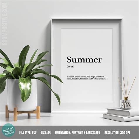 Printable Summer Definition Digital Wall Art Boom Positive