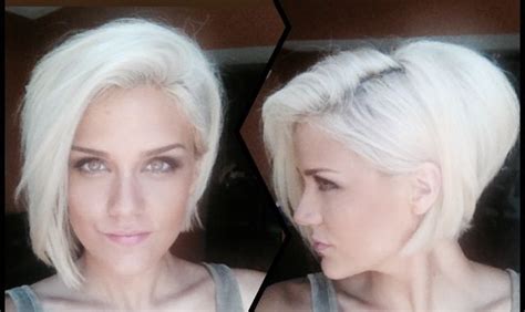 White Hair Platinum Blonde Asymmetrical Bob Girl Hairstyle