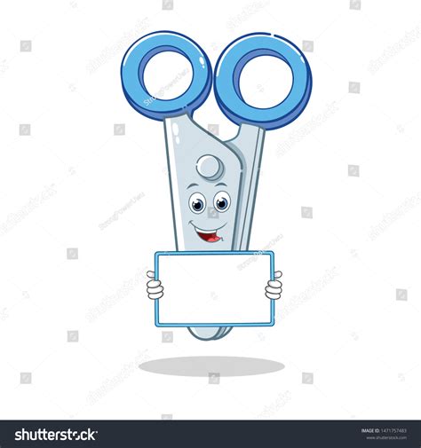Scissor Cartoon Mascot Character Holding White Stock Vector Royalty
