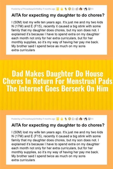 dad makes daughter do house chores in return for menstrual pads the internet goes berserk on him