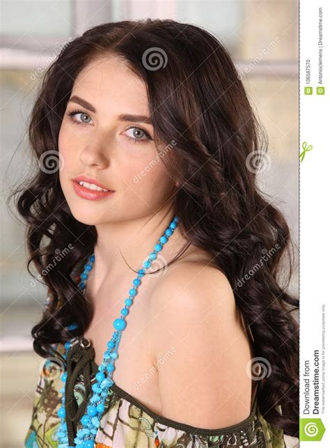 Portrait Of A Charming Girl Closeup Stock Photo Image Of Fashion