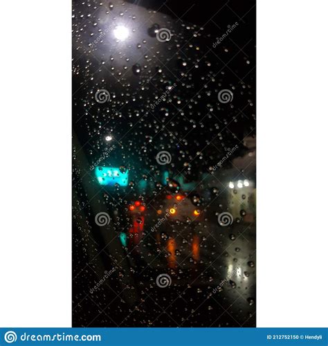 Rain Pouring Down On The Driverand X27s Road At Night Stock Photo