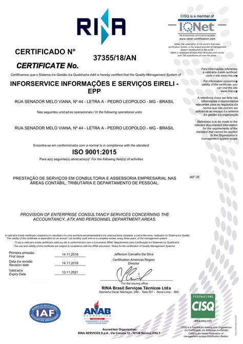 Certificado Iso 90012015 Gmx Contabilidade