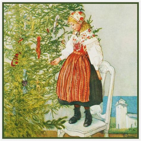 Christmas Confetti By Swedish Artist Carl Larsson Counted Cross Stitch