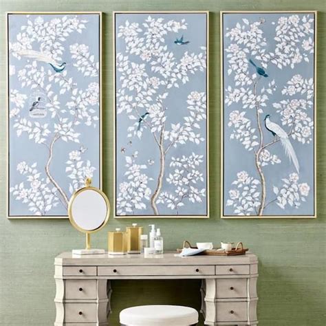 Framed Chinoiserie Wallpaper Panels Chinoiserie Panels Chinoiserie
