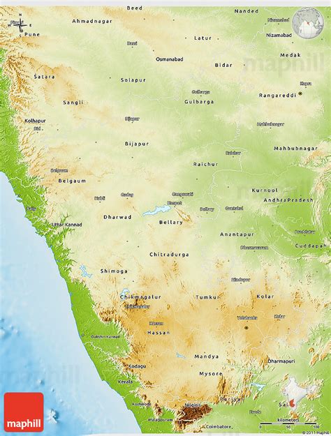 Physical 3d Map Of Karnataka