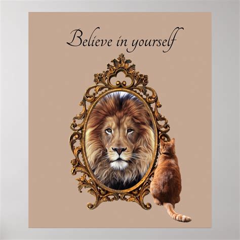 Believe In Yourself Lion Vintage Inspirational Poster Zazzle